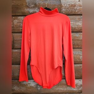 NWT Cabana by Crown & Ivy Butter Soft Vibrant Coral/Orange Turtleneck Bodysuit